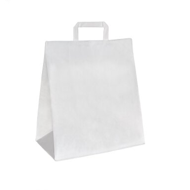 Popieriniai maišeliai su plačia rankenėle 320x160x420 (200) Balti Popieriniai maišeliai su plačia rankenėle 320x160x420 (200) Balti