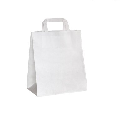Popieriniai maišeliai su rankenėlėm. Balti 260x140x300 (300) Popieriniai maišeliai su rankenėlėm. Balti 260x140x300 (300)